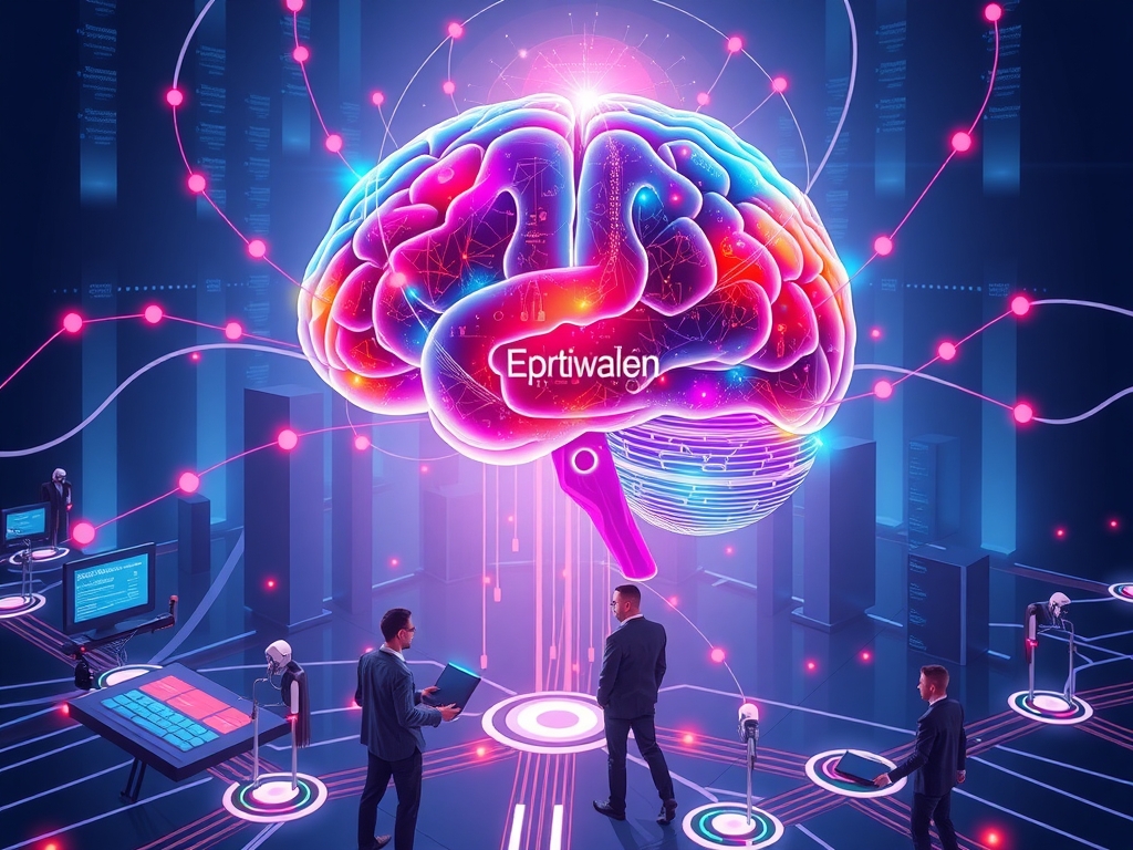 Futuristic high-tech diverse business ecosystem concept with interconnected suppliers symbolizing neurodiversity and inclusion.