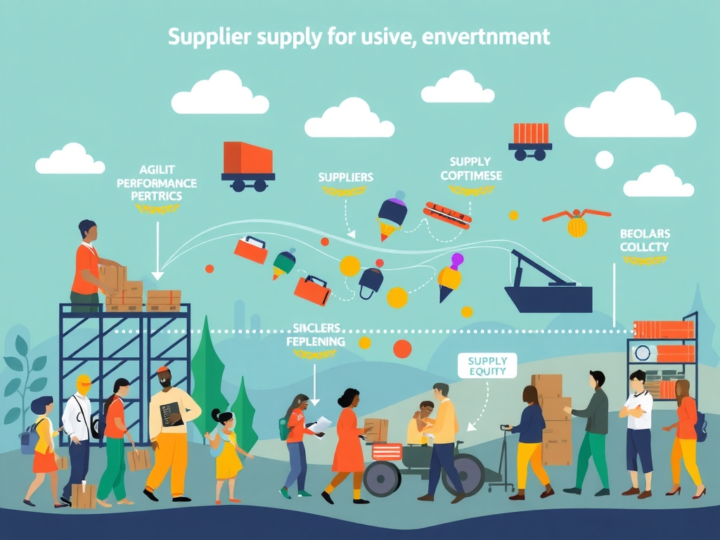Steps defining the core components of adaptive inclusive supplier performance strategies including KPI definition, data digitization, performance reviews, collaboration on improvement, rewards, analytics, communication, onboarding integration, and strategy updates.