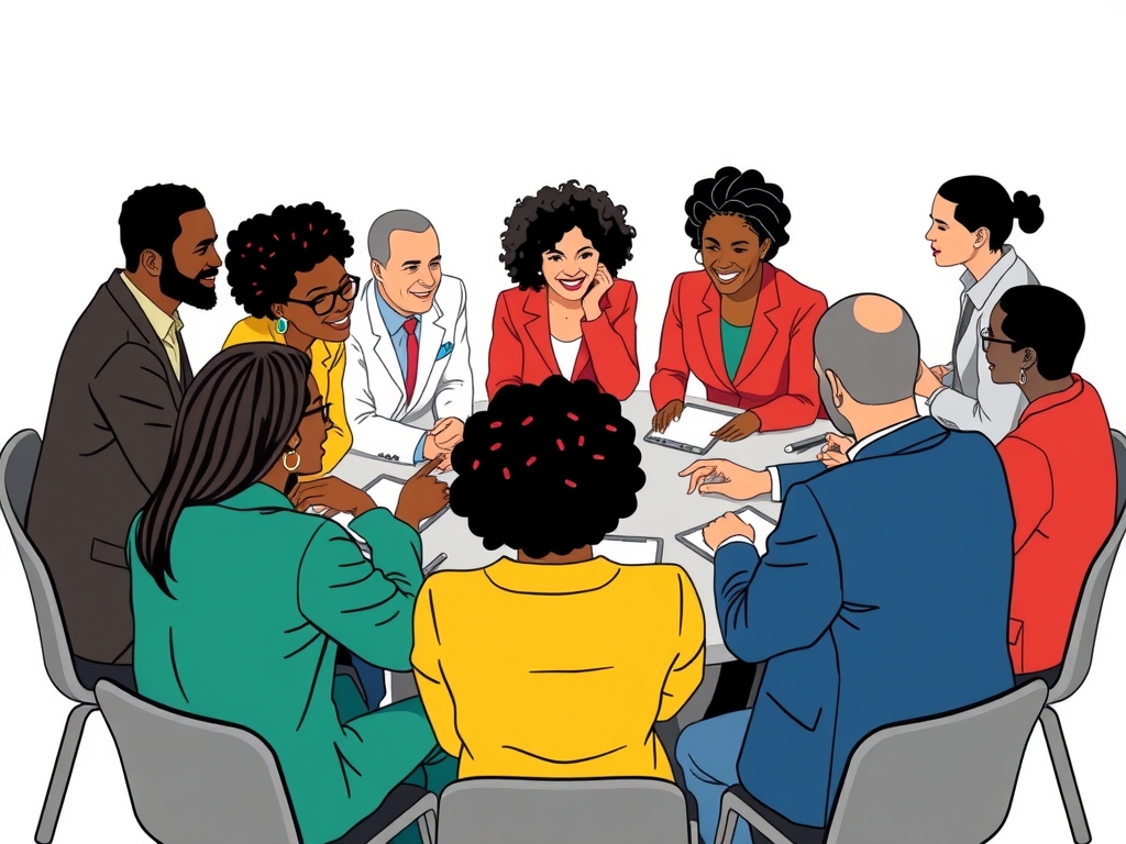 Diverse small business owners and suppliers empowered and engaged, with overlays showing innovation icons representing social equity and business innovation benefits from ethical supplier diversity.