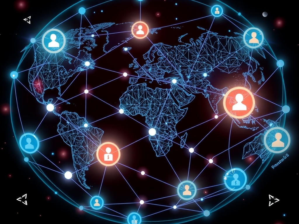 Visual representation of core components: Decentralized Procurement, Blockchain Transparency, Real-Time Data Sharing, AI Analytics, and Decentralized Applications with symbolic icons.