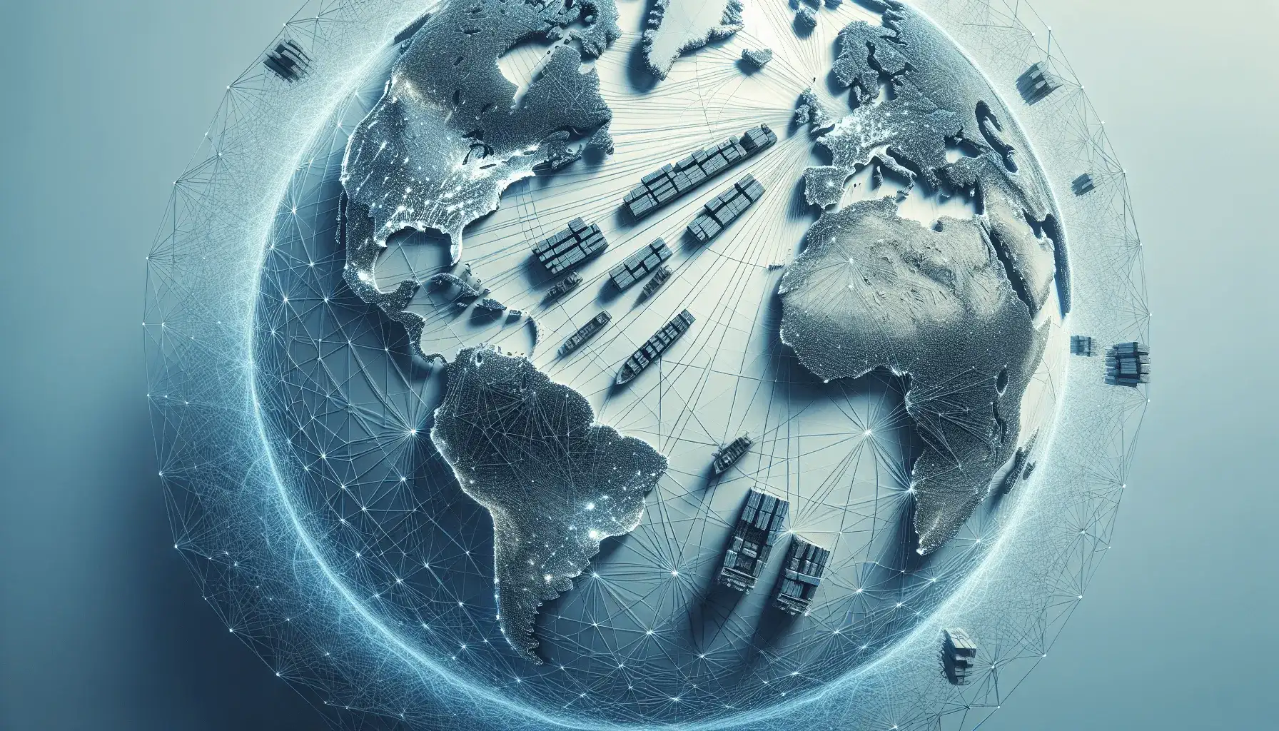 Home 66 A terrestrial globe with crisscrossing lines symbolizing global supply chains.
