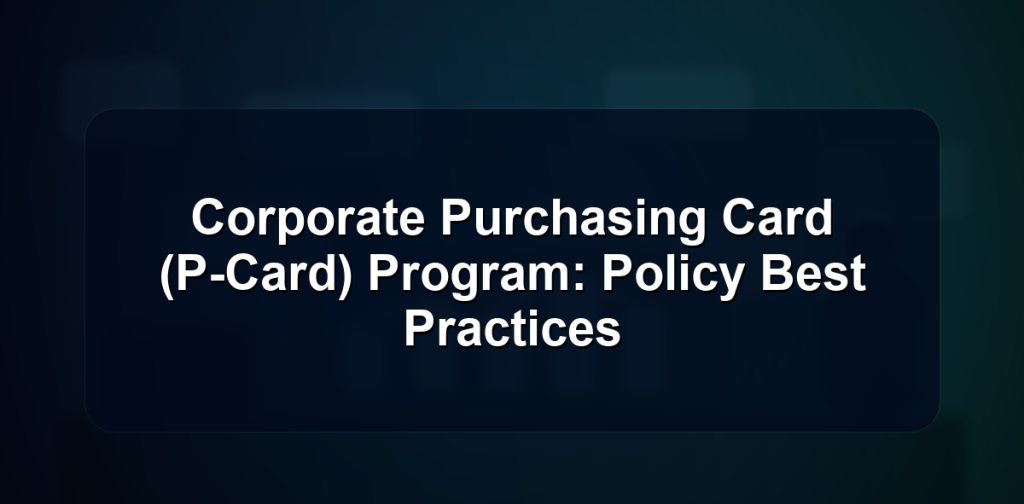 Corporate Purchasing Card (P-Card) Program: Policy Best Practices 4 Corporate Purchasing Card (P-Card) Program: Policy Best Practices