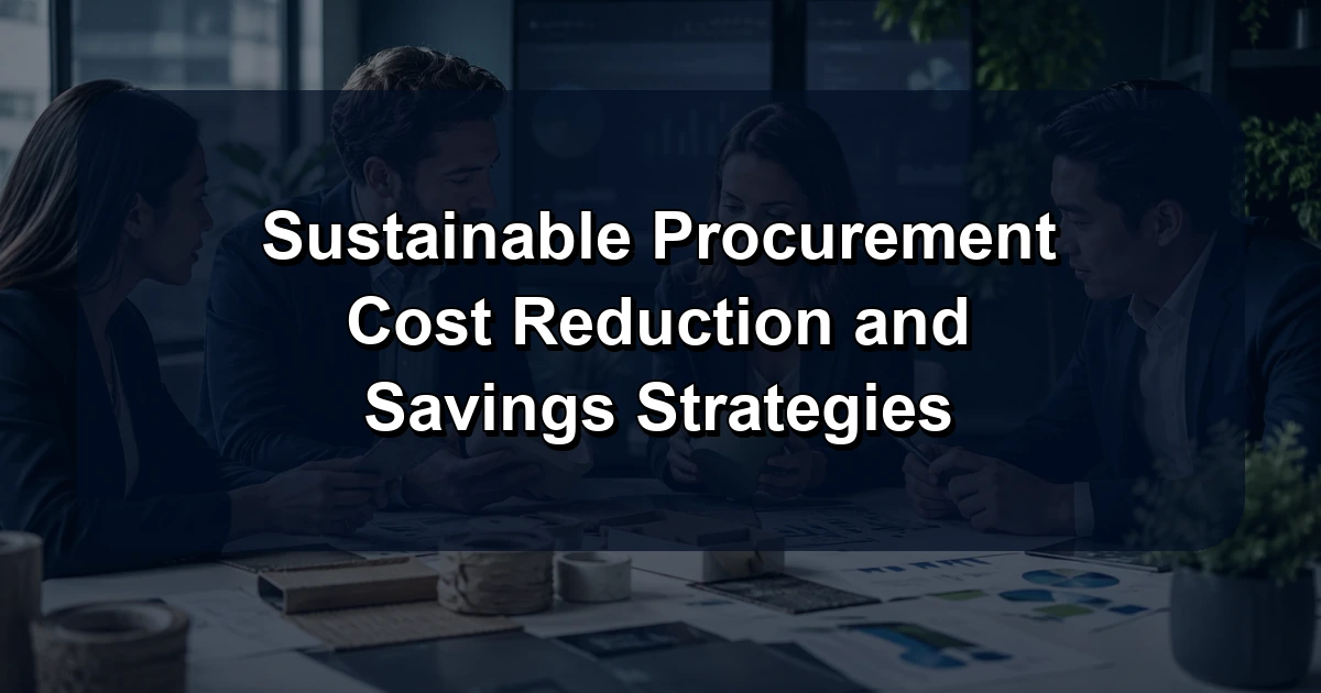 Sustainable Procurement Cost Reduction and Savings Strategies