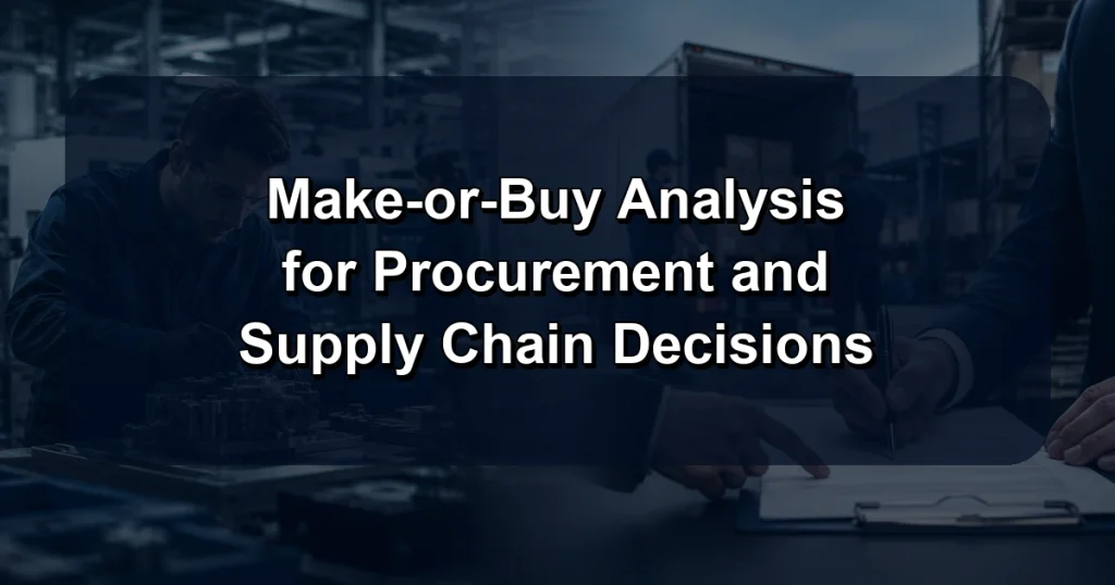 Make-or-Buy Analysis for Procurement and Supply Chain Decisions
